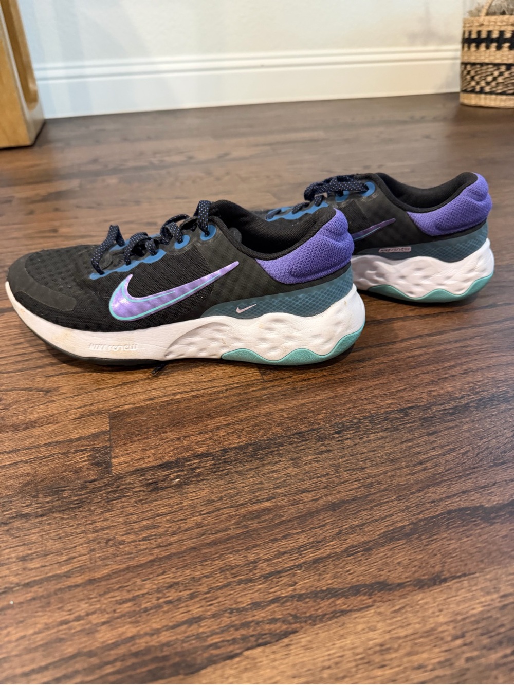 Nike Black Sneakers with Purple and Teal Accents